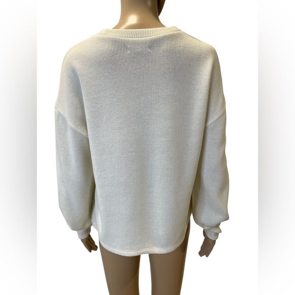 Madewell Puffed Sleeve Cozy Cream Knit Sweater size S - Picture 3 of 3